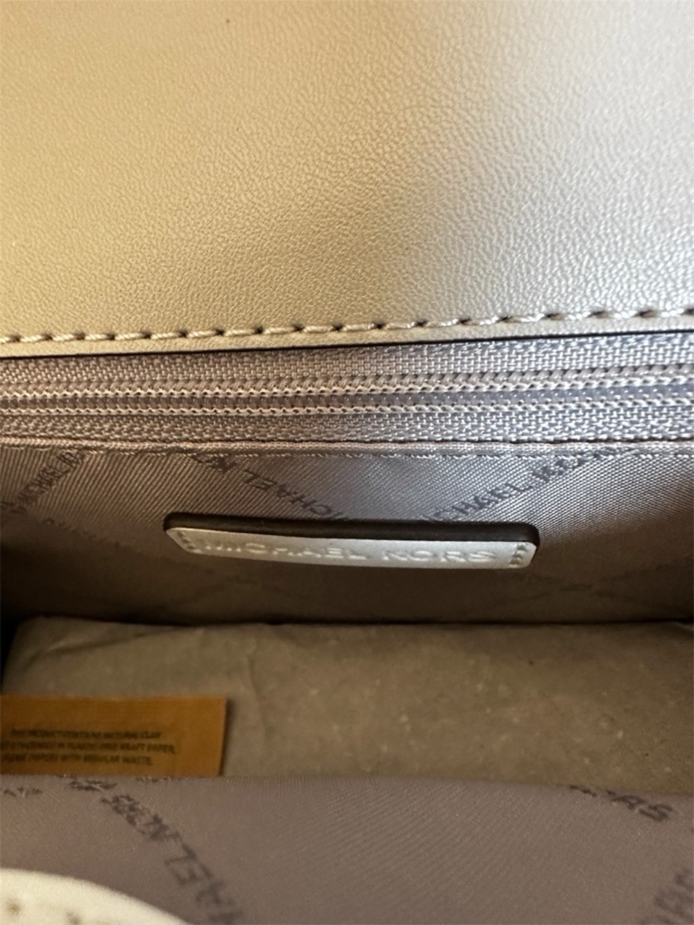 Michael Kors White and Taupe Signature MK Chain Crossbody NWOT - Picture 5 of 5
